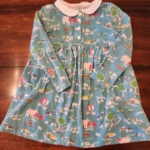 Mini Boden Blue Farm Print Dress